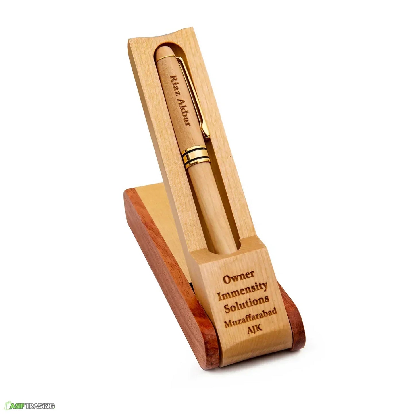 Customized Name Luxury Wooden Ballpoint Pen Gift Set with Wooden Box