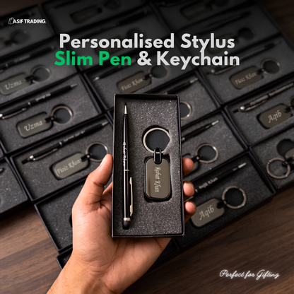 Personalized Name Slim Pen & Keychain Set