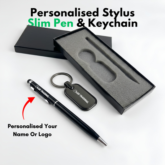Personalized Name Slim Pen & Keychain Set