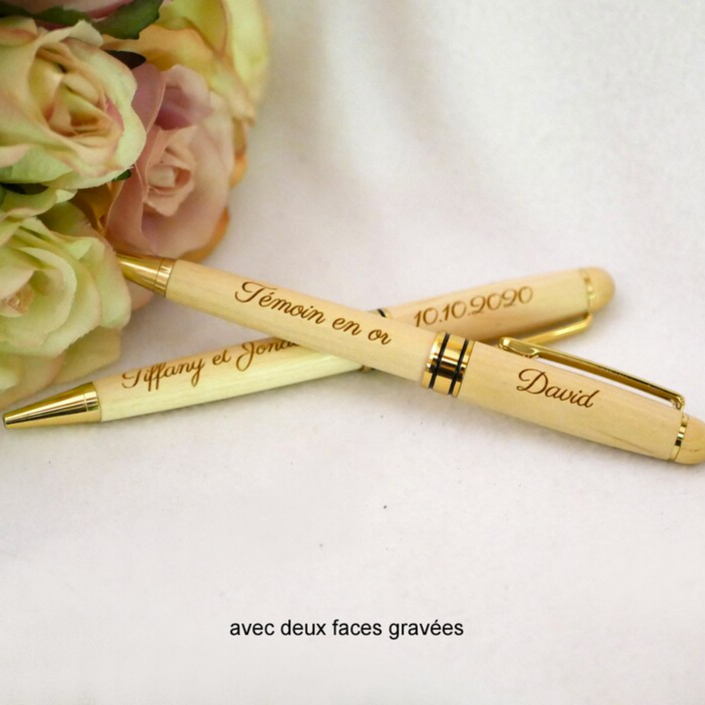 Customized Name Luxury Wooden Ballpoint Pen Gift Set with Wooden Box