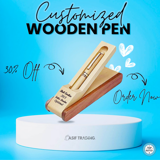 Customized Name Luxury Wooden Ballpoint Pen Gift Set with Wooden Box